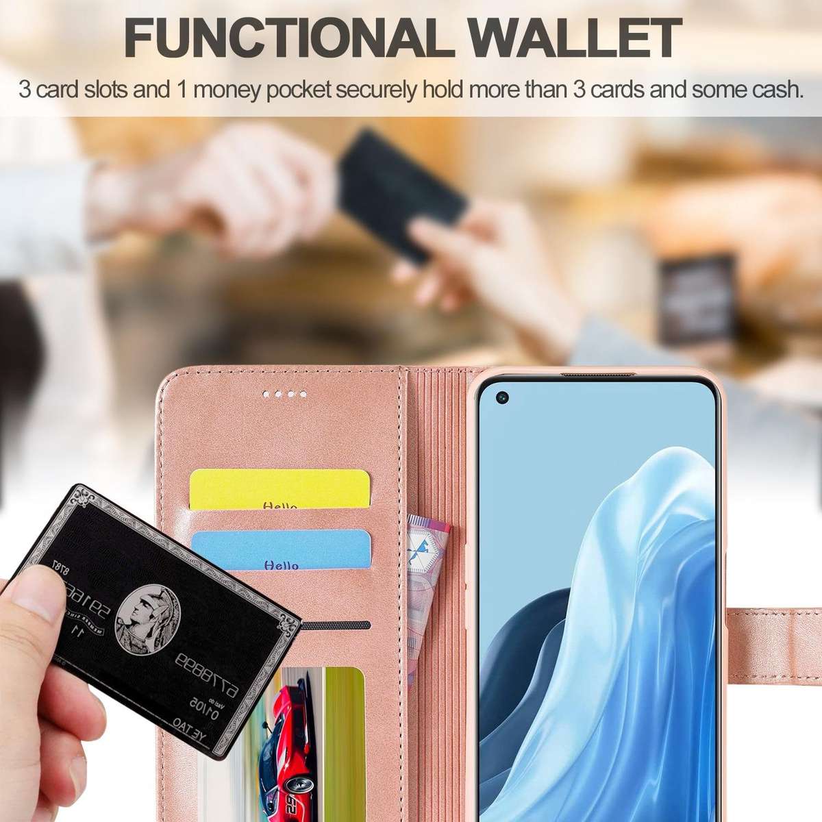 For OPPO A77 5G / A97 5G / Realme V23 LC.IMEEKE Calf Texture Leather Phone Case(Rose Gold)