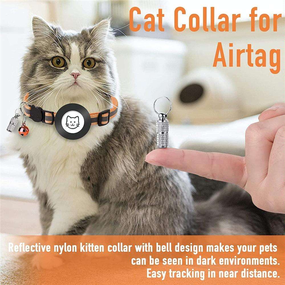 Pet Anti Lost Address Pendant Collar with Bell for Airtag(Black)