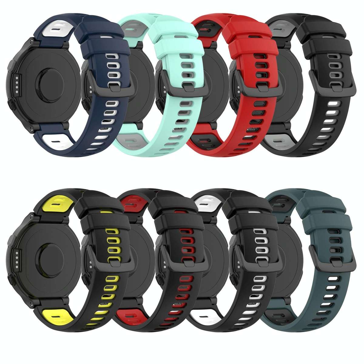 For Garmin Forerunner 735 / 735XT Two-Color Silicone Watch Band(Midnight Blue + White)