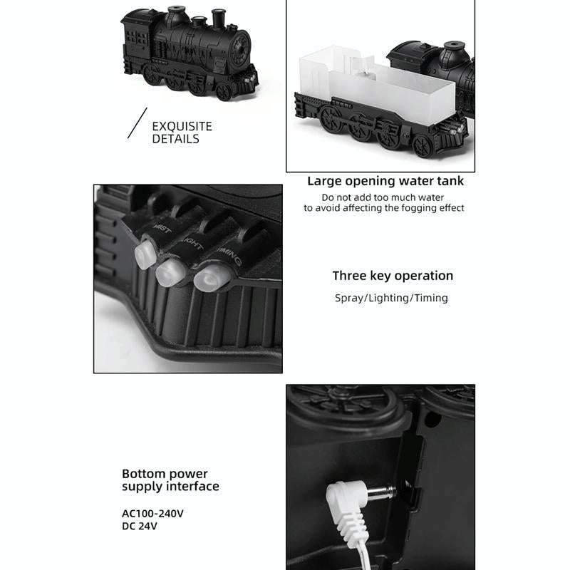 300ml Small Train Essential Oil Diffuser Humidifier With Remote Control US Plug