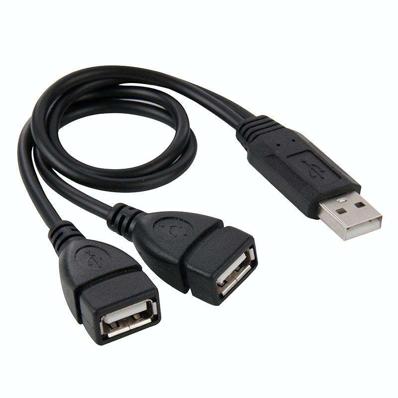USB 2.0 Male to 2 Dual USB Female Jack Adapter Cable for Computer / Laptop, Length: About 30cm(Bl...