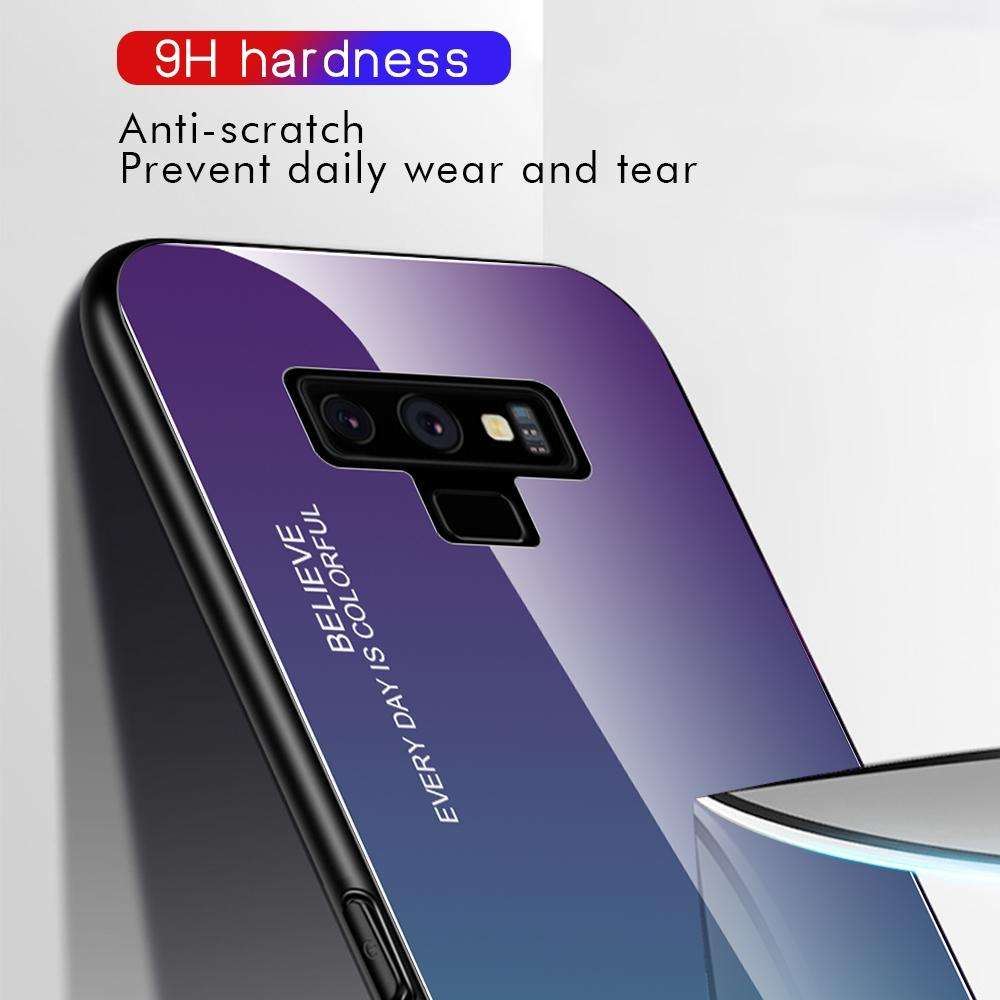 For Galaxy Note 9 Gradient Color Glass Case(Blue)