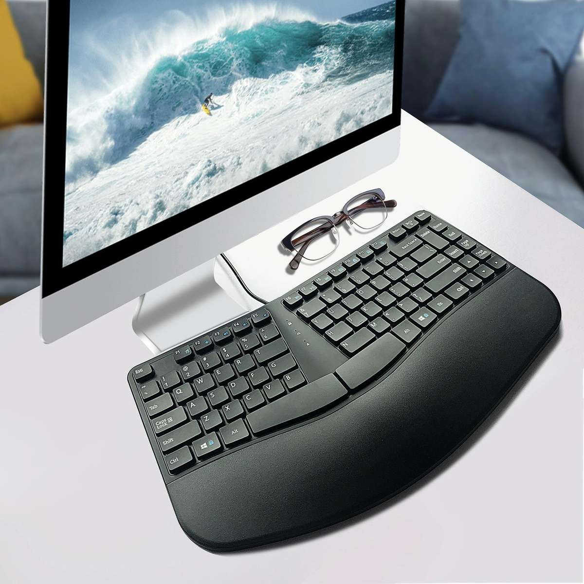 390B 87-key Ergonomic Split Wired Keyboard