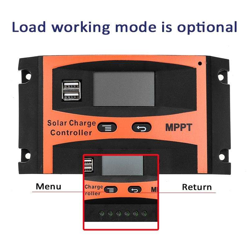 MPPT 12V/24V Automatic Identification Solar Controller With USB Output, Model: 60A
