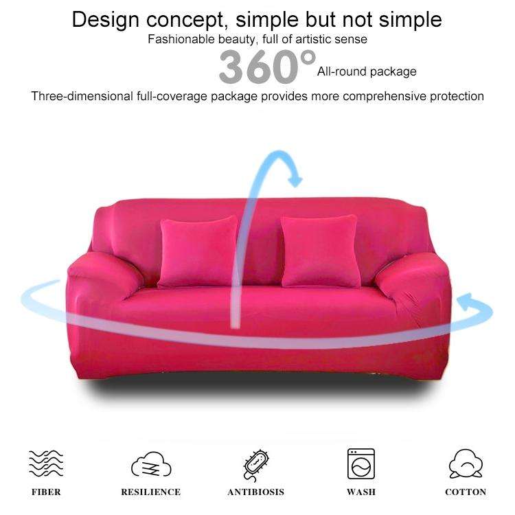 Four Seasons Solid Color Elastic Full Coverage Non-slip Sofa Cover(Rose Red)