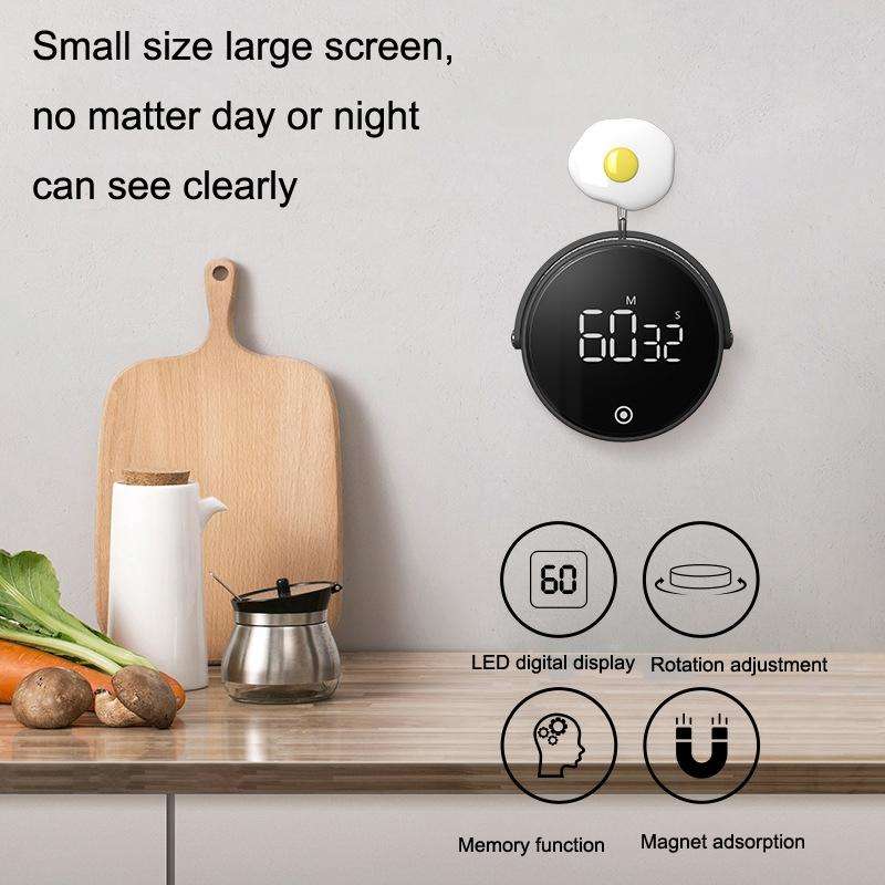 F1 Large Screen LED Electronic Rotating Kitchen Timer(White)