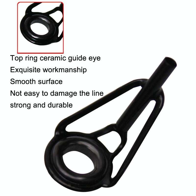 80 PCS / Box Top Ring Leading Eye Lure Rod Accessories, Style: Stainless Steel+Ceramic Ring(Black)