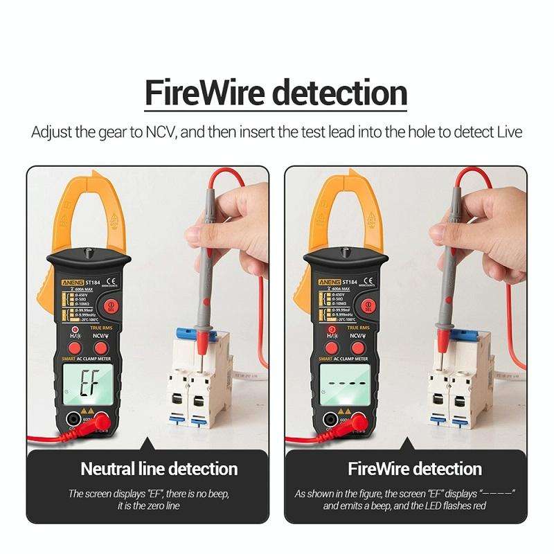 ANENG ST184 Automatically Identify Clamp-On Smart Digital Multimeter(Red)