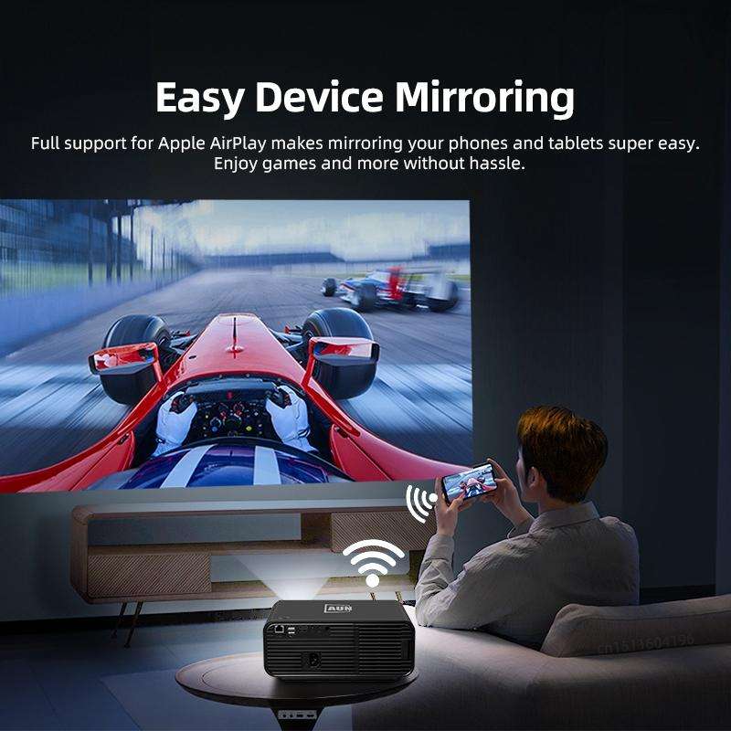 AUN U001 4K 18000 Lumens Portable Home Theater LED HD Digital Projector, EU Plug (Black)