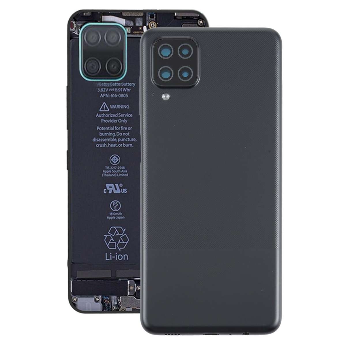For Samsung Galaxy A12 Battery Back Cover (Black)