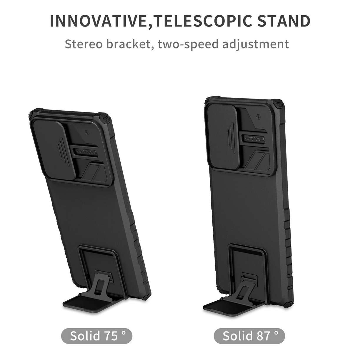 For Samsung Galaxy Note20 Ultra Stereoscopic Holder Sliding Camshield Phone Case(Black)