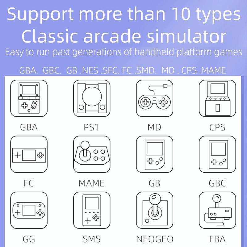 RG3000 Handheld Game Console Support Double Handle Mini Game Console(Purple)