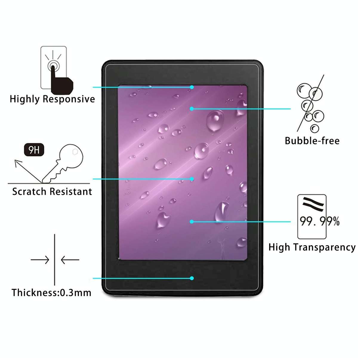 For Amazon Kindle Paperwhite 5 6.8 2021 9H 2.5D Explosion-proof Tempered Tablet Glass Film