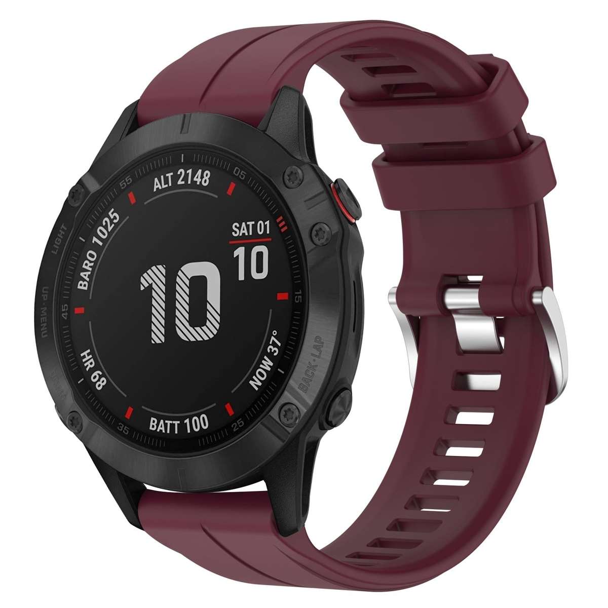 For Garmin Fenix 6 Pro GPS 22mm Solid Color Silicone Watch Band(Burgundy)