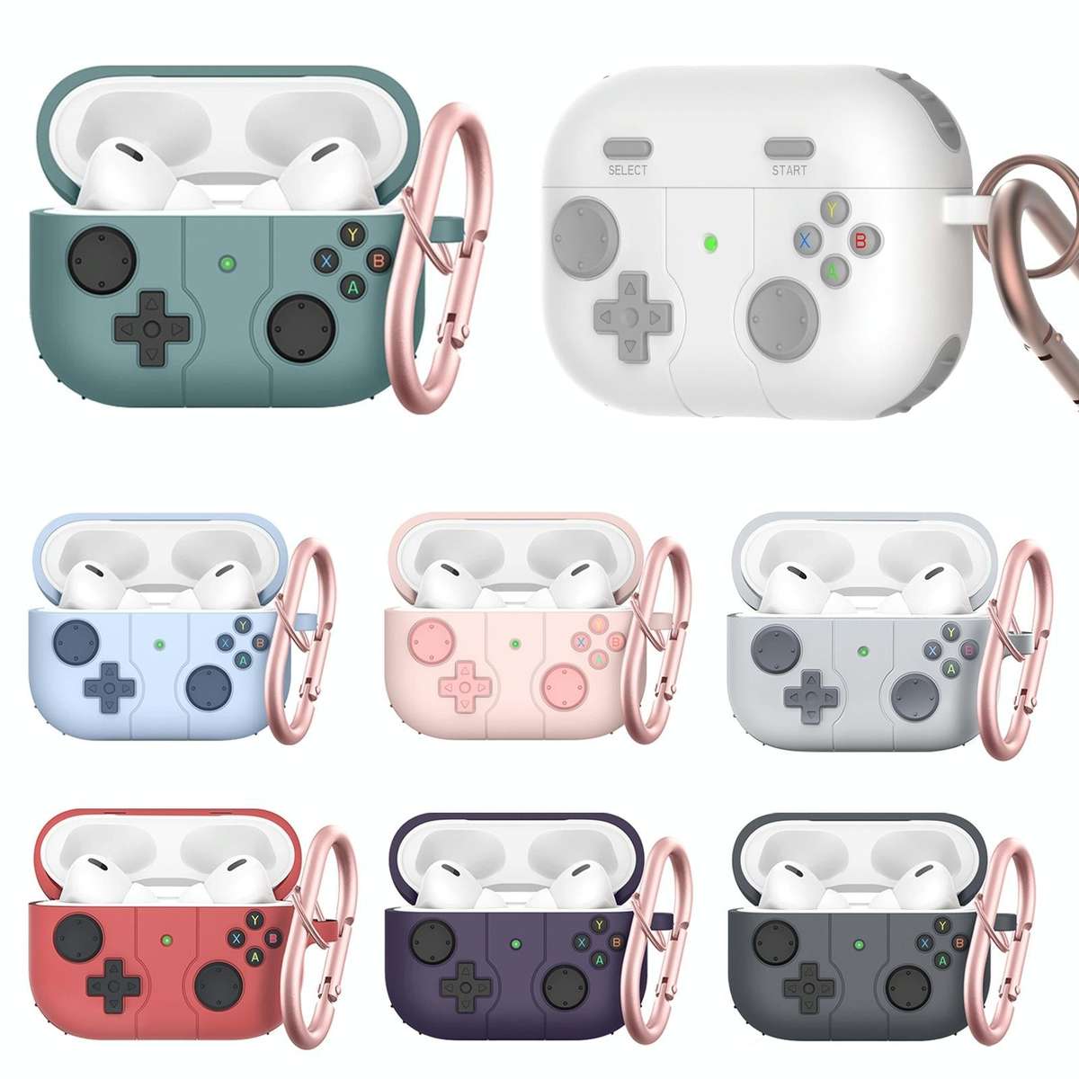 For Airpods Pro 2 Soft Shell Drop-proof Silicone Headphone Cover With Hook(White)