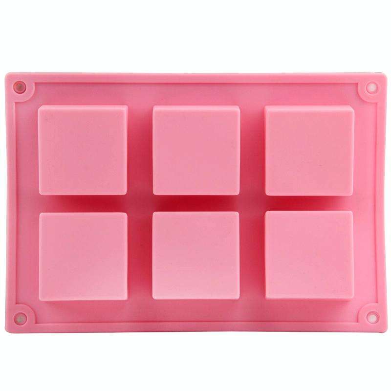 High Quality 6 Holes Square Shape Silicone Material Cake Mold