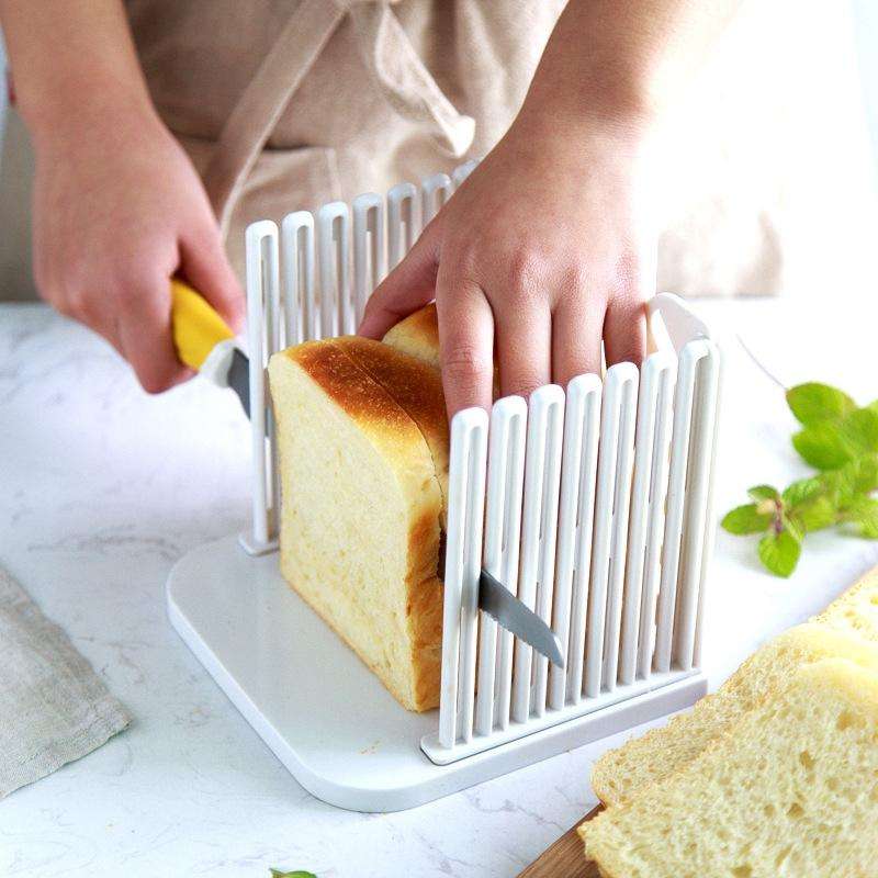 Bread Loaf Toast Kitchen Slicer Cutter Mold Maker Slicing Cutting Guide Tool(White)