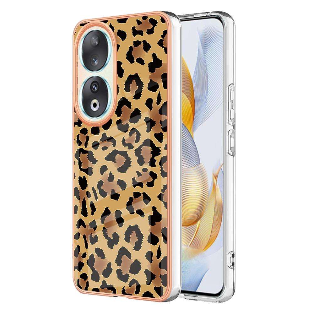 For Honor 90 5G Electroplating Marble Dual-side IMD Phone Case(Leopard Print)
