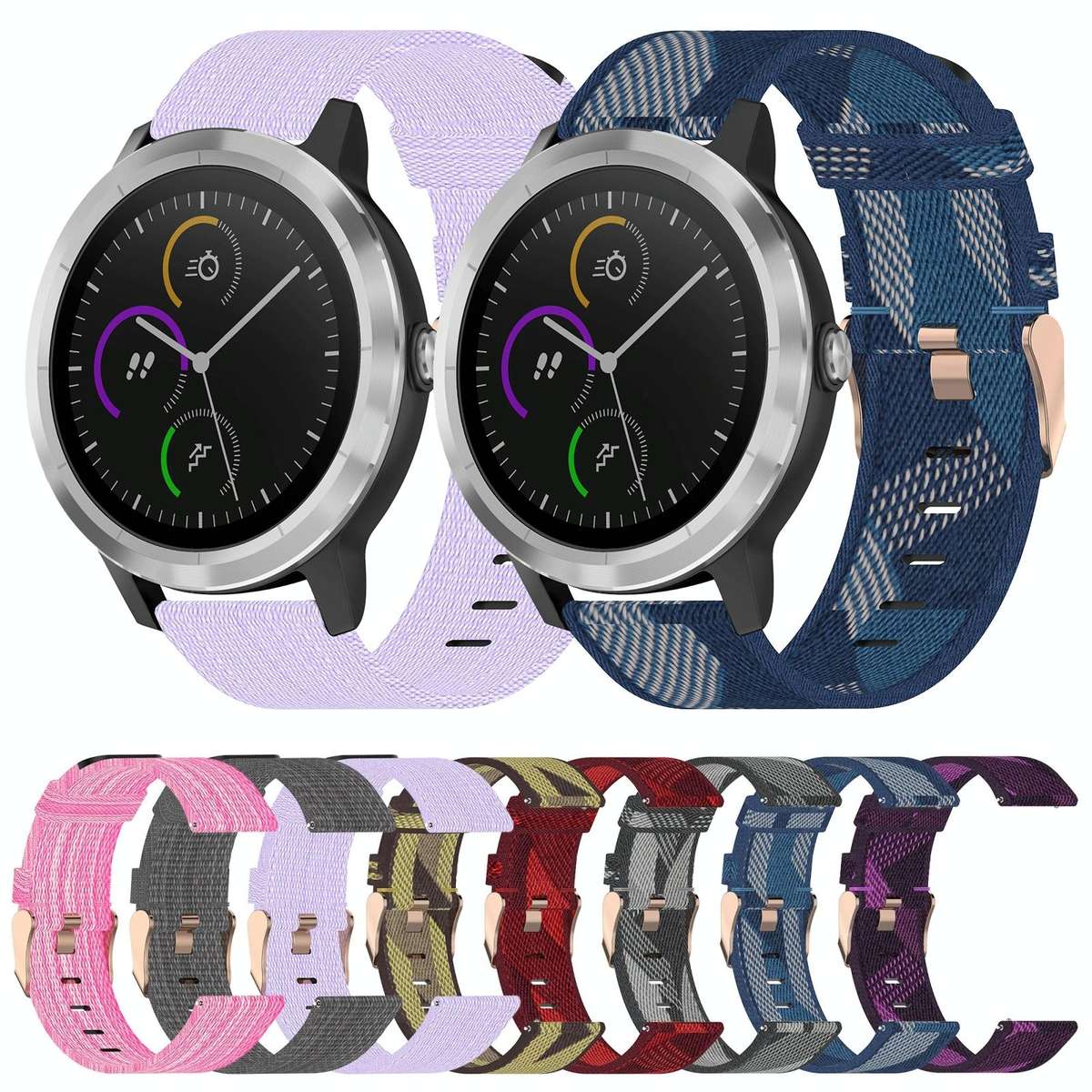 For Garmin Vivomove HR Sport 20mm Nylon Woven Watch Band(Dark Grey)