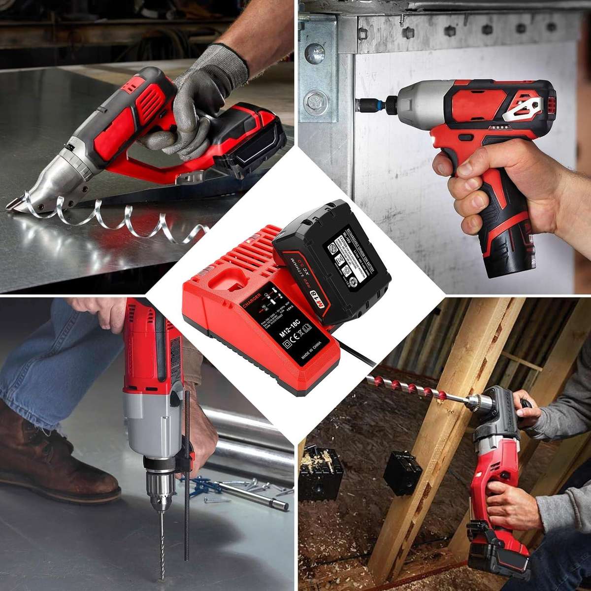 M12-18C For Milwaukee 18V Power Tools Battery Charger, Plug: US