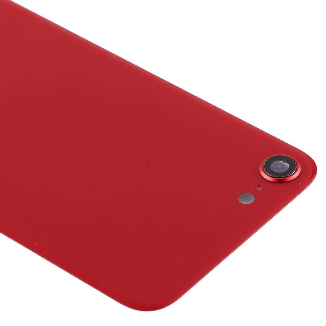 Glass Battery Back Cover with Camera Lens Cover for iPhone SE 2020(Red)