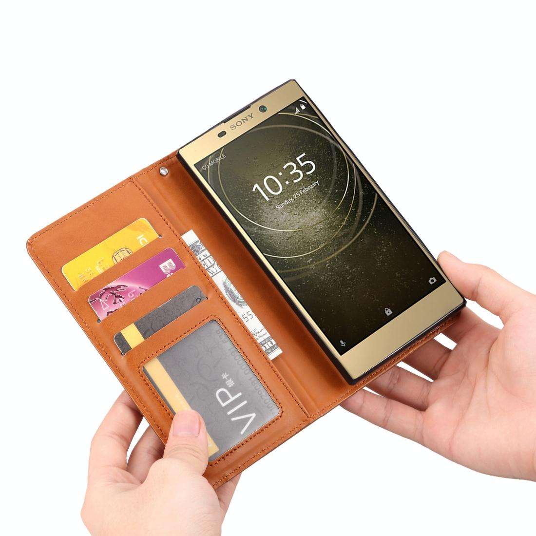 Knead Skin Texture Horizontal Flip Leather Case for Sony Xperia L2, with Photo Frame & Holder & C...