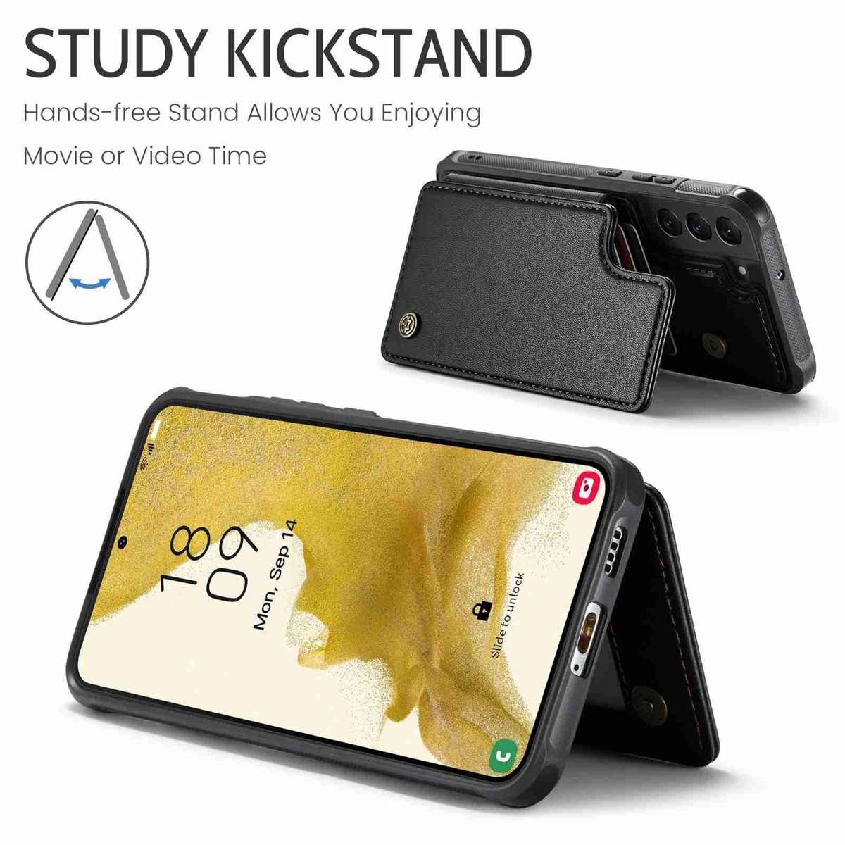 For Samsung Galaxy S22+ 5G CaseMe C22 Card Slots Holder RFID Anti-theft Phone Case(Black)