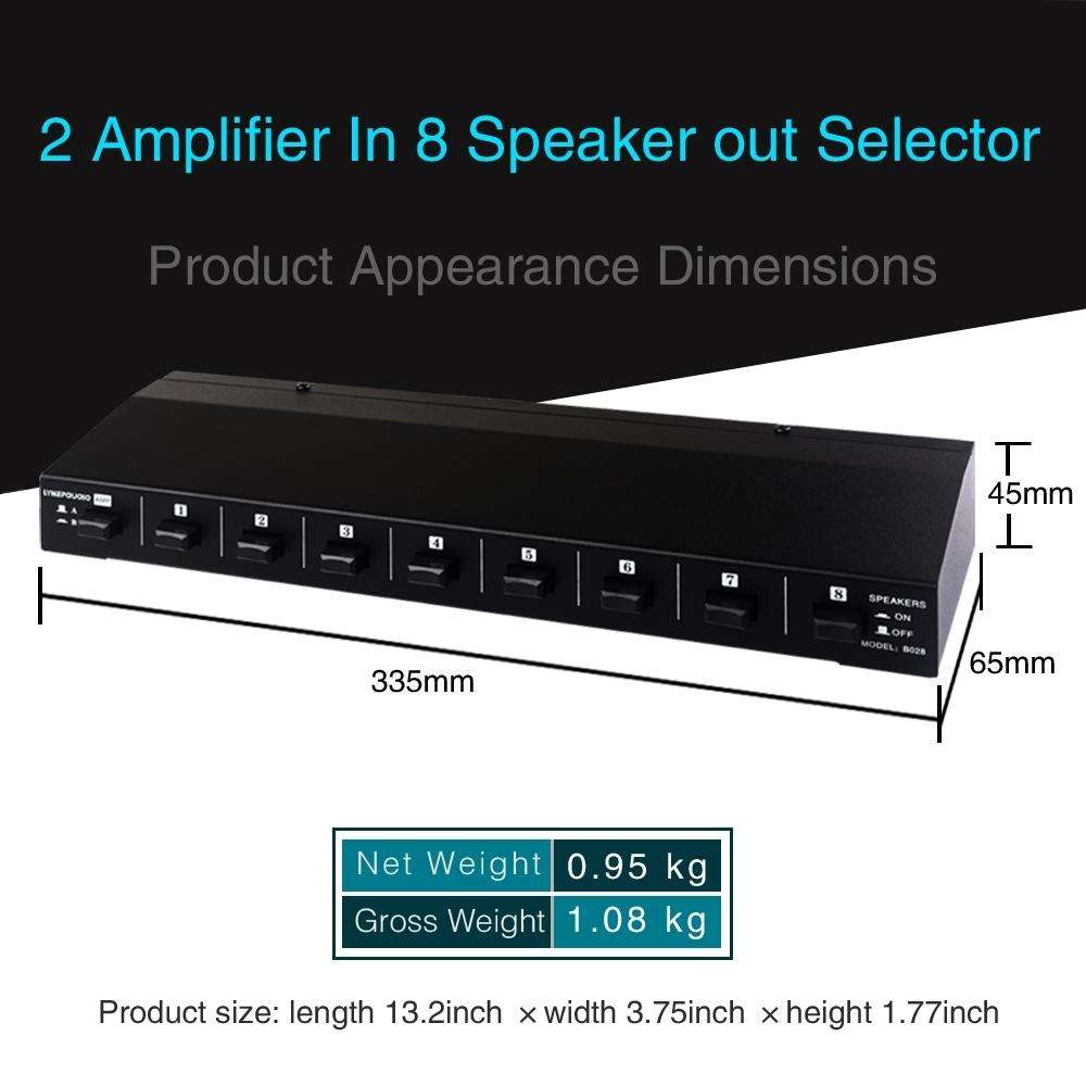 100W 2 In 8 Out Power Amplifier Loudspeaker Box Switcher