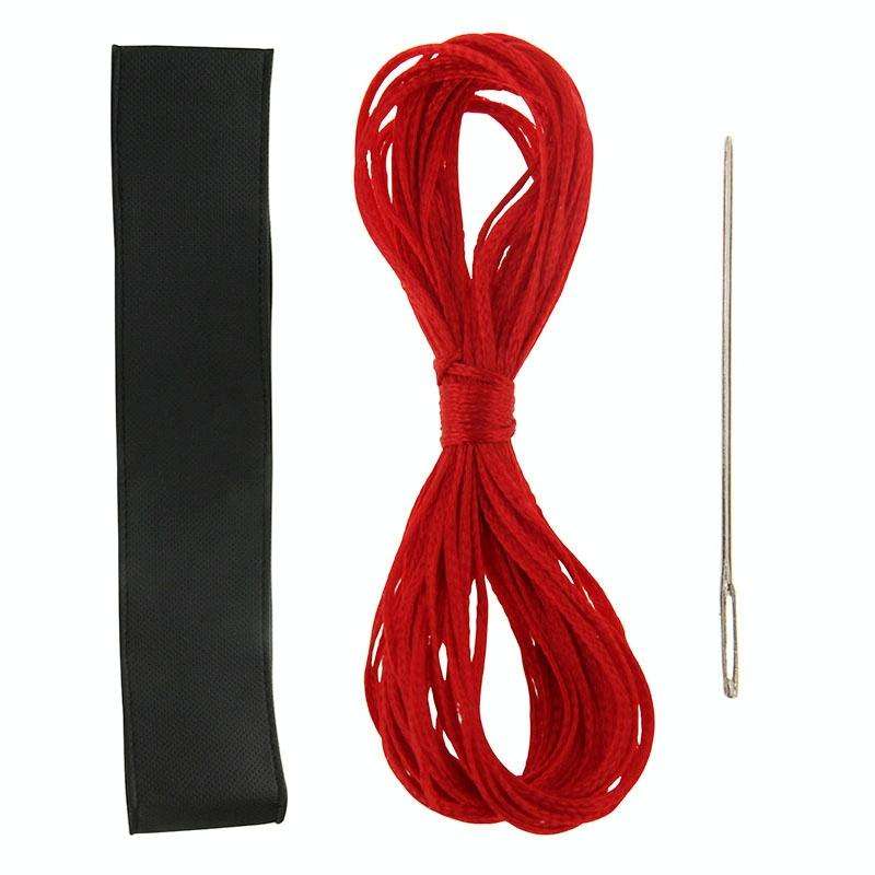 Leather Steering Wheel Cover With Needle and Thread, Size: 54x10.5cm (Black)