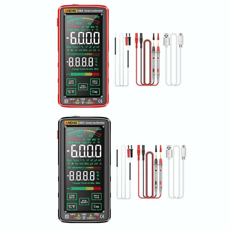 ANENG 683 Smart Touch Screen Automatic Range Rechargeable Multimeter(Red)