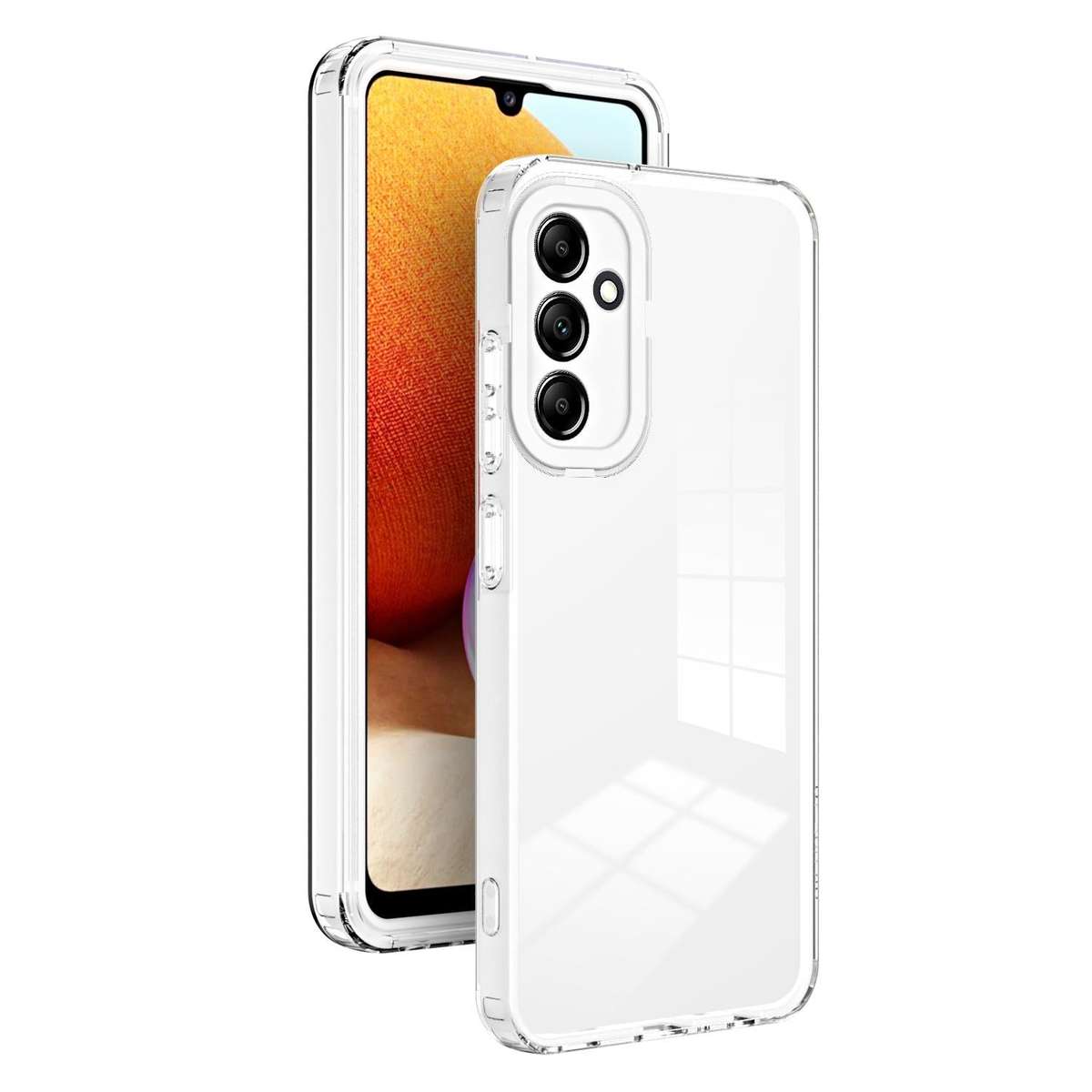 For Samsung Galaxy S23 FE 5G 3 in 1 Clear TPU Color PC Frame Phone Case(White)