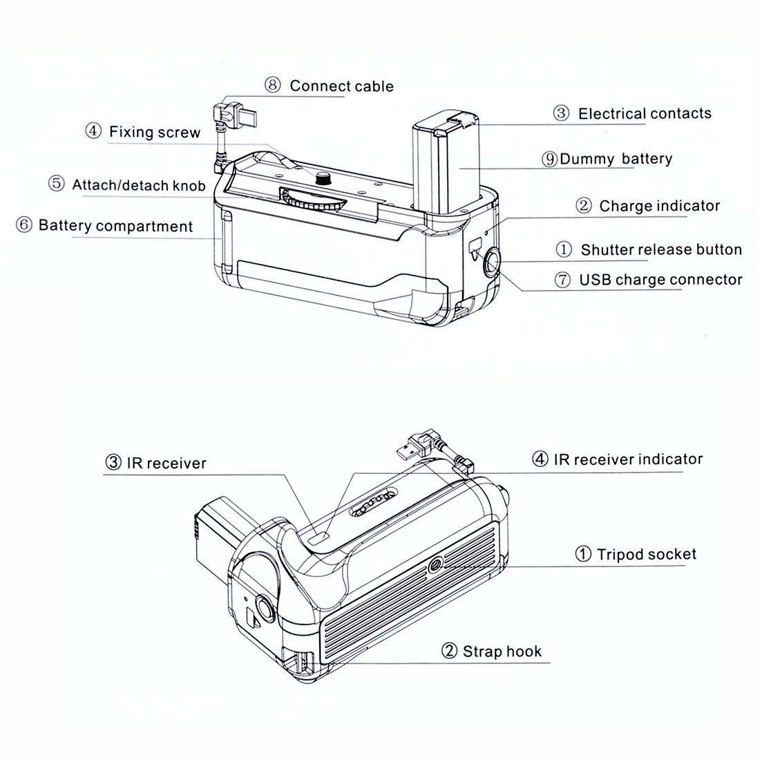 PULUZ Vertical Camera Battery Grip for Sony A6300 Digital SLR Camera