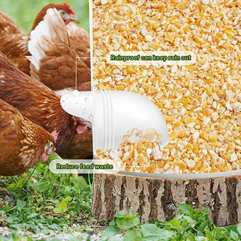 DIY Chicken Feeders Automatic Poultry Feeders Kit for Buckets, Barrels, Troughs, Spec: 4pcs/set O...