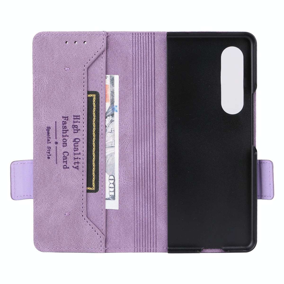 For Samsung Galaxy Z Fold4 Magnetic Clasp Flip Leather Phone Case(Purple)