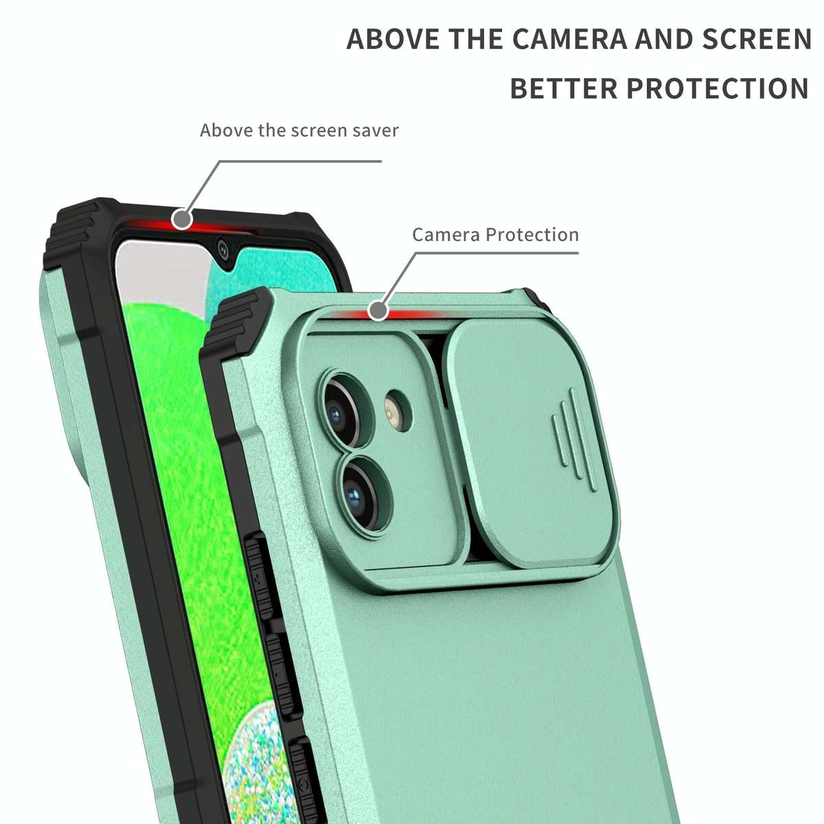 For Samsung Galaxy A03 166mm Stereoscopic Holder Sliding Camshield Phone Case(Light Blue)