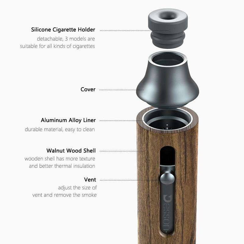KURKE Anti-Smoke Ash Falling Cigarette Cover Car Ashtray, Colour: Walnut