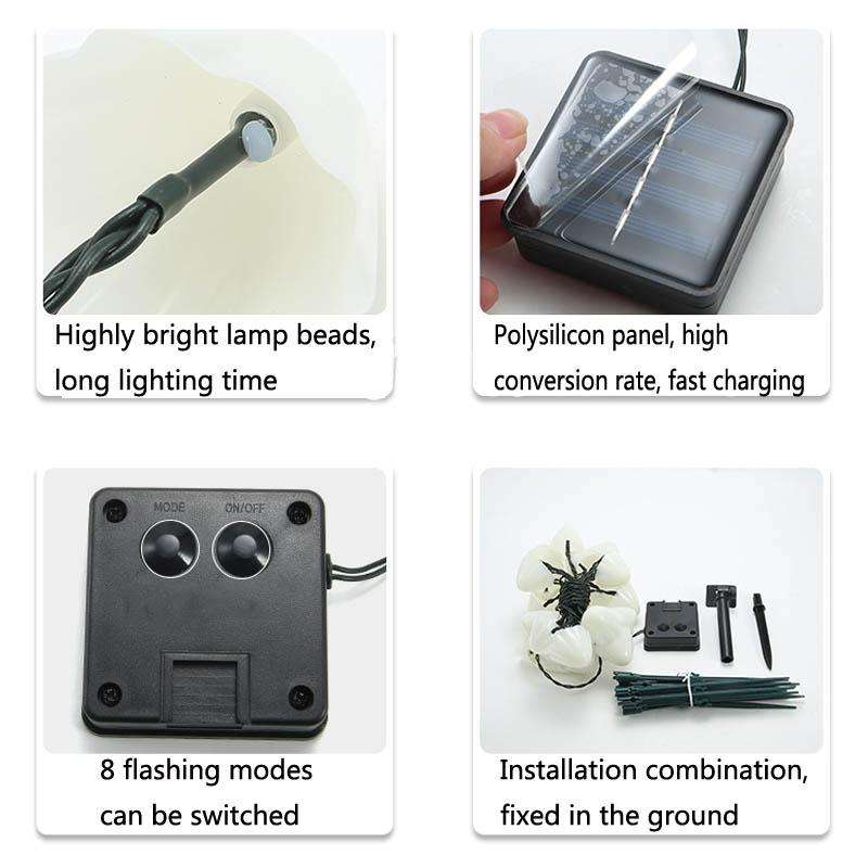 5m 20 LEDs Solar Mushroom Lawn Light Outdoor Waterproof Garden Villa Landscape Decorative String ...