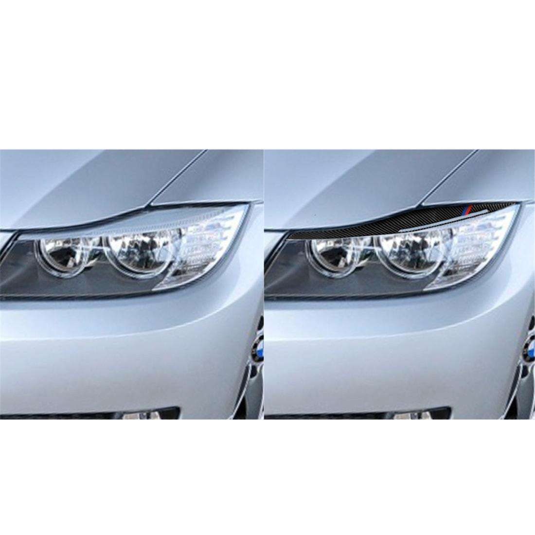 1 Pair Three Color Carbon Fiber Car Lamp Eyebrow Decorative Sticker for BMW E90 / 318i / 320i / 3...