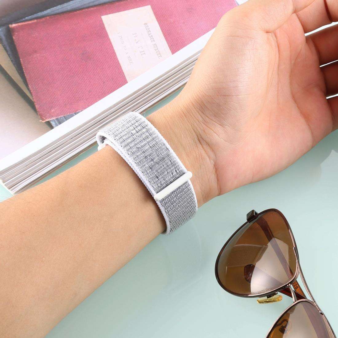 For Fitbit Versa / Versa 2 Nylon Watch Band with Hook and Loop Fastener(Grey)