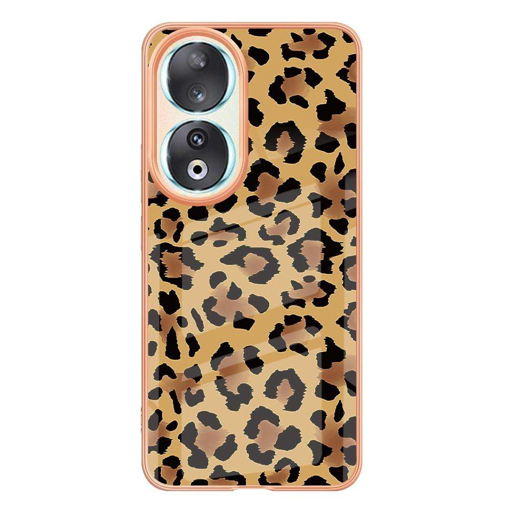 For Honor 90 5G Electroplating Marble Dual-side IMD Phone Case(Leopard Print)