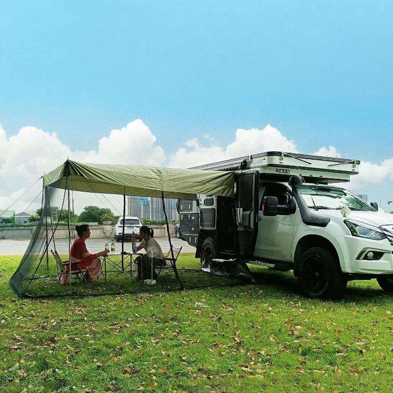 Rear Mosquito Repellent Sun Protection Tent RV Canopy Awning(Blue)