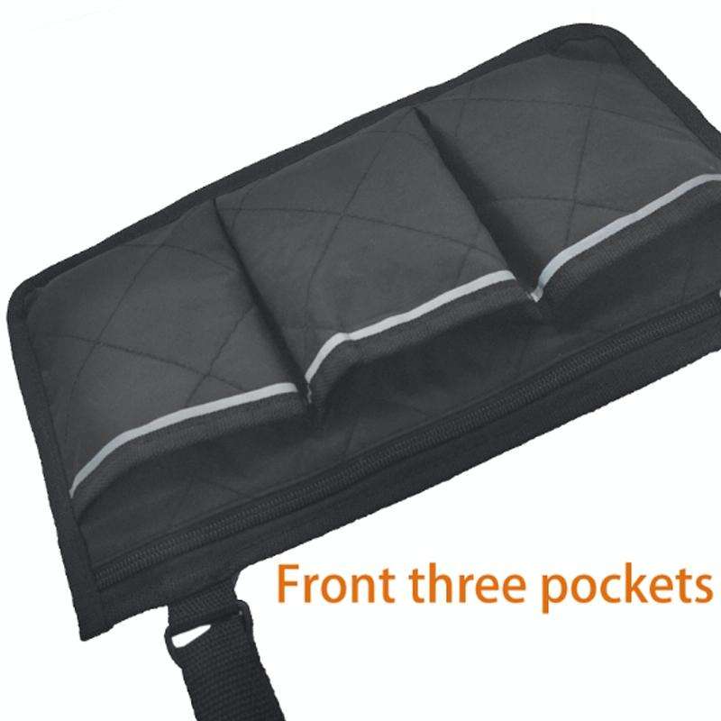 Walking Aid Wheelchair Armrest Side Storage Bag Car Storage Hanging Bag(Red Wine)