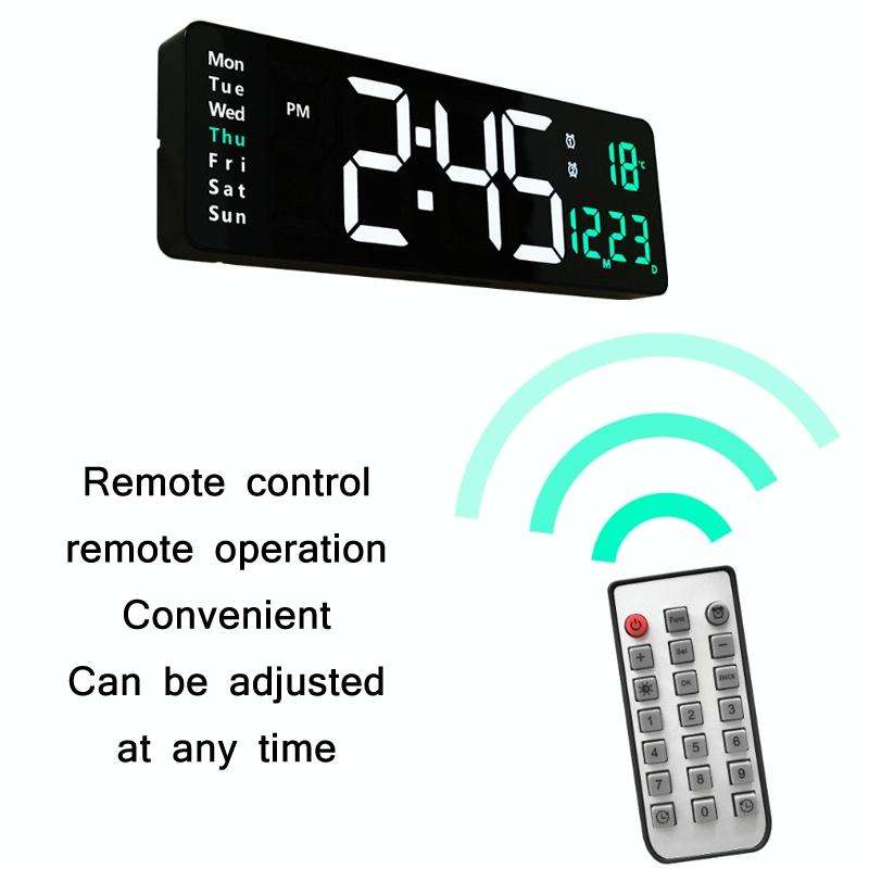 6626 Living Room Wall-Mounted Large Screen Display LED Digital Clock, Color: Green Temperature
