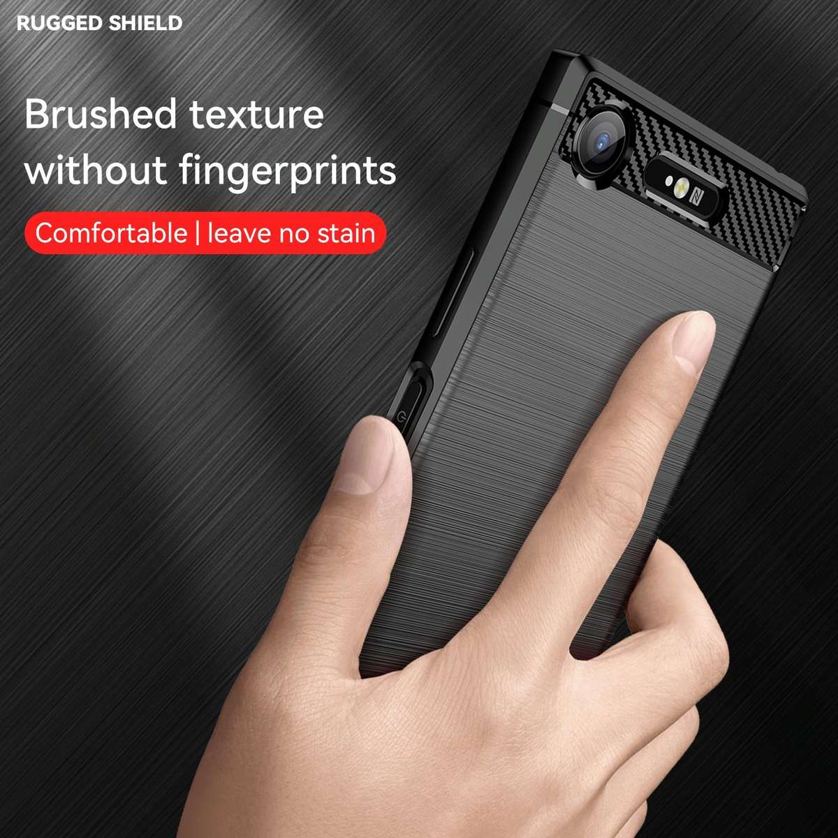 For Sony Xperia XZ1 Brushed Texture Carbon Fiber TPU Phone Case(Black)