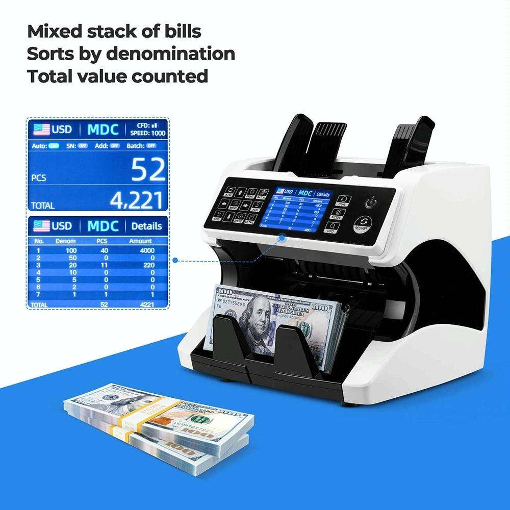 AL-920 Dual CIS Image Multi-Currency Vertical Currency Counter, Specifications:AU Plug
