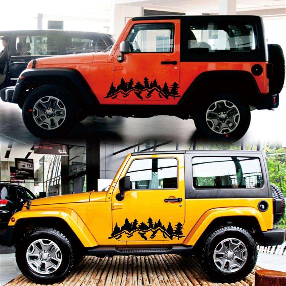 2 PCS/Set D-924 Mountain Woods Pattern Car Modified Decorative Sticker(Black)