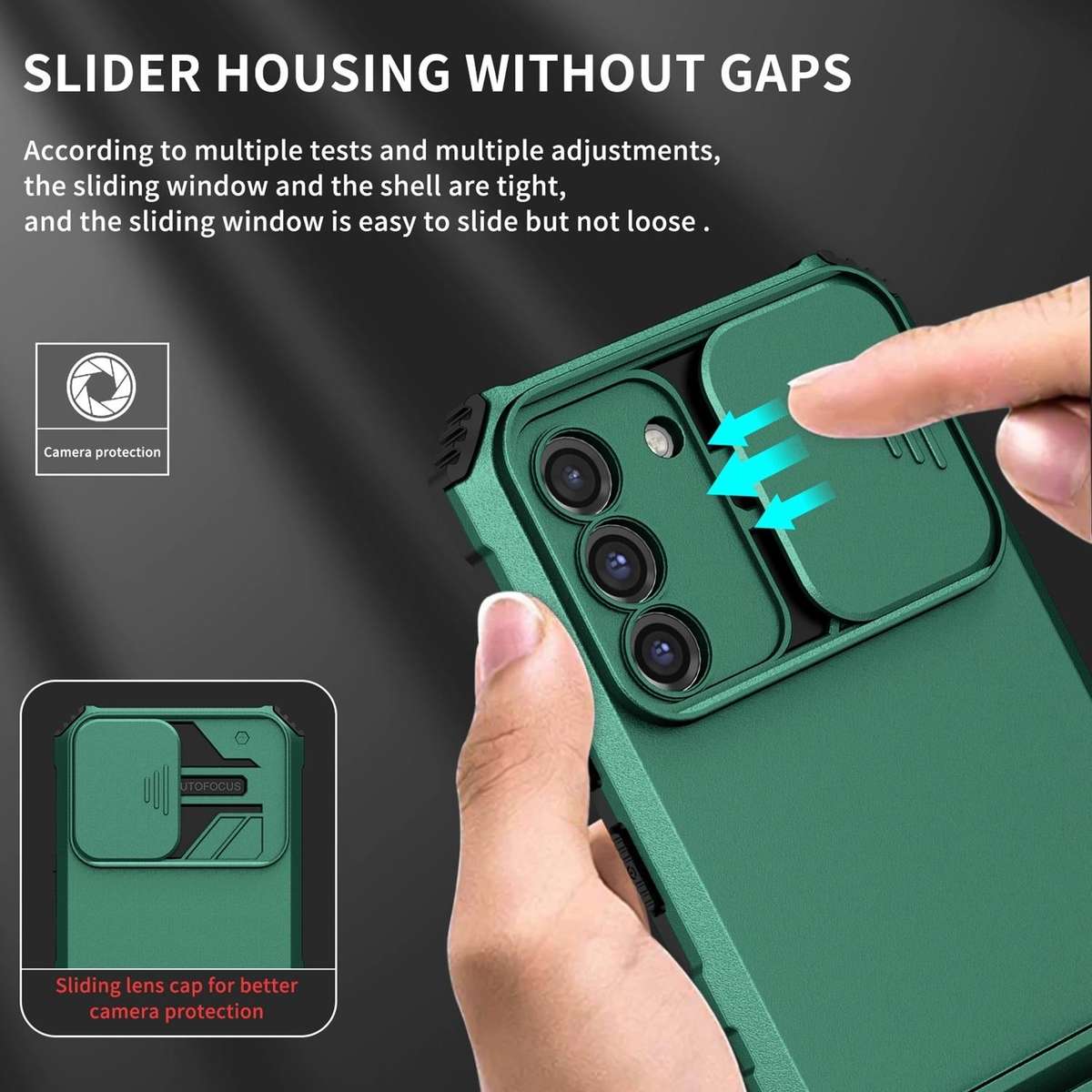 For Samsung Galaxy S21 FE 5G Stereoscopic Holder Sliding Camshield Phone Case(Green)