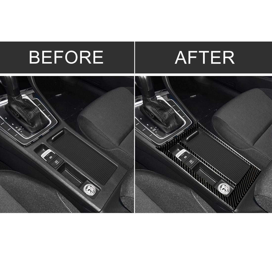 Car Carbon Fiber Water Cup Panel Decorative Sticker for Volkswagen Golf 7 2013-2017, Left Drive