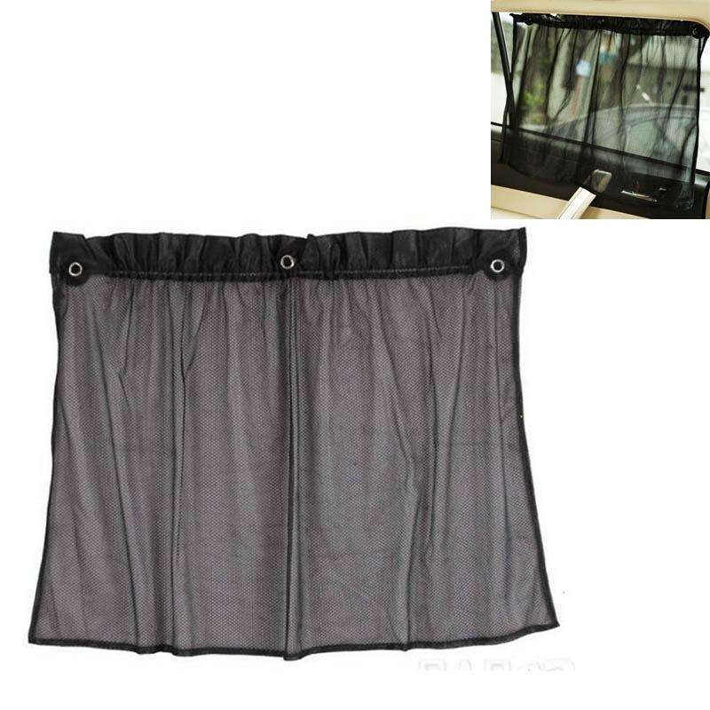 2 PCS Universal Car Sun Shade Cloth Curtain with 6 Suckers(Black)