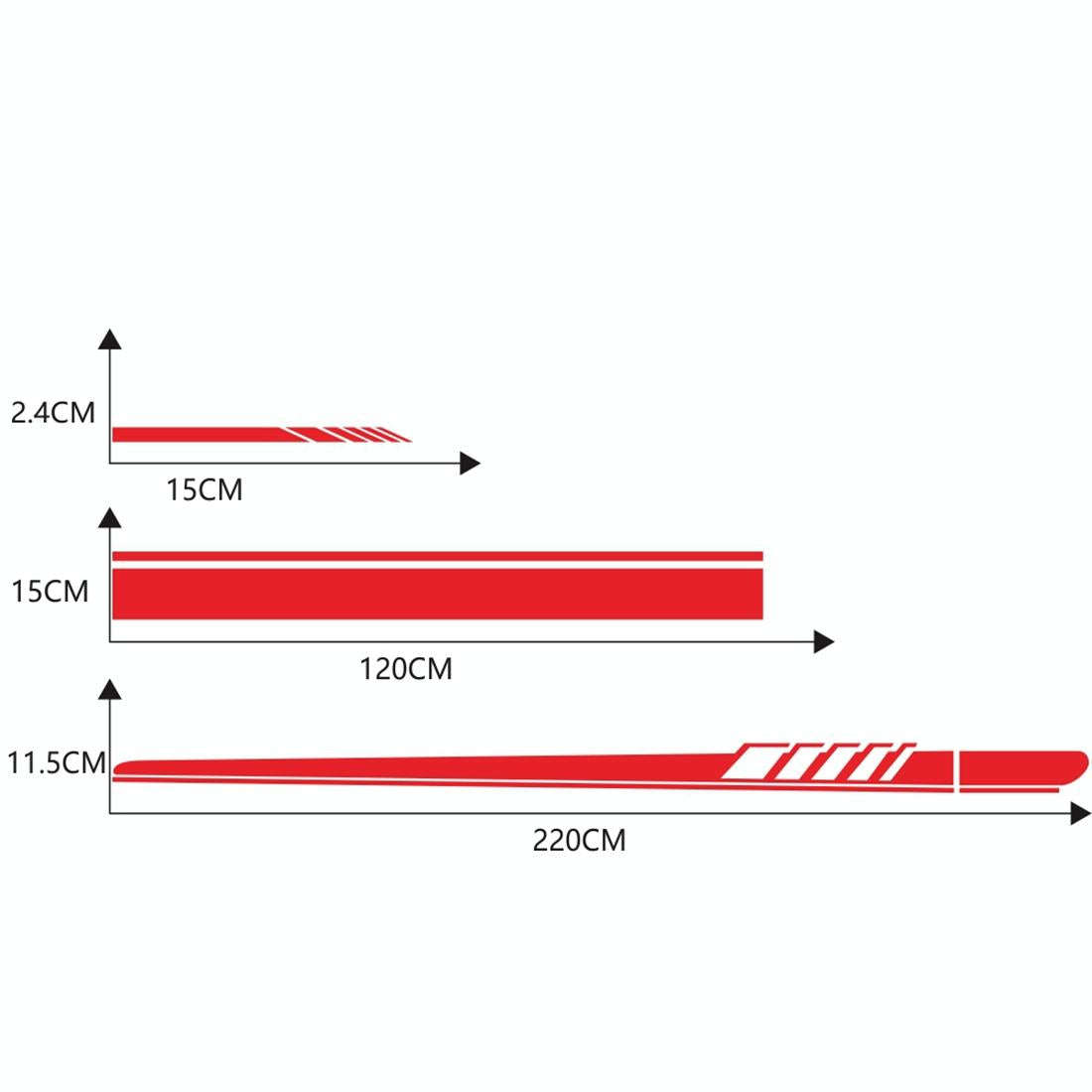 5 in 1 Car Styling Stripe Hood PVC Sticker Auto Decorative Sticker (Red)